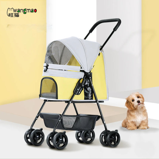 Cochecito para mascotas para perros y gatos, carrito de viaje, bolsa de transporte, ruedas plegables para caminar, carretilla, cochecito para perros