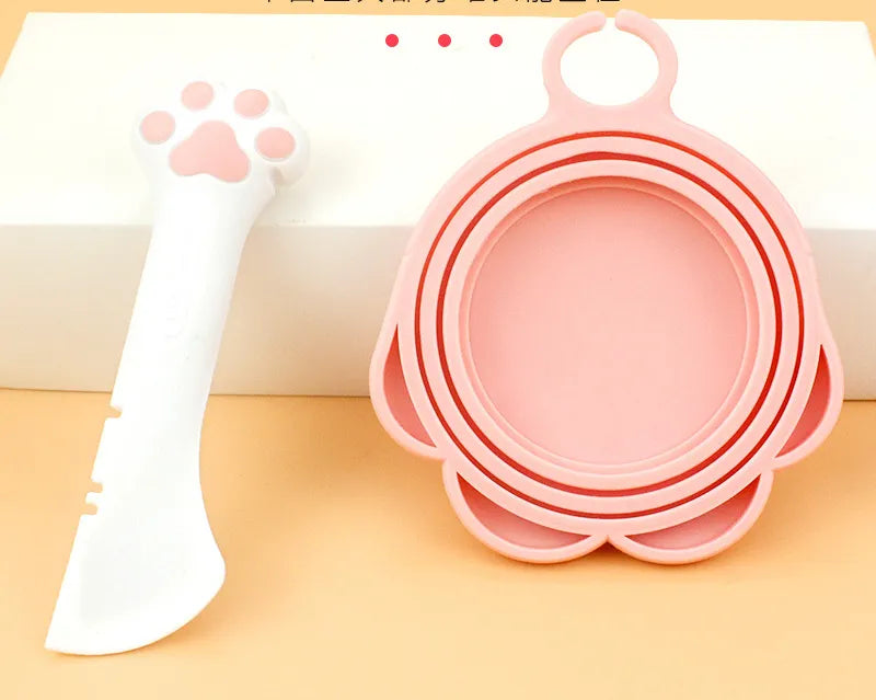 Cuchara para mascotas, abrelatas multifuncional, cuchara mezcladora de comida húmeda, cubierta de sellado de latas de silicona para gatos, almacenamiento de alimentos, accesorios para perros