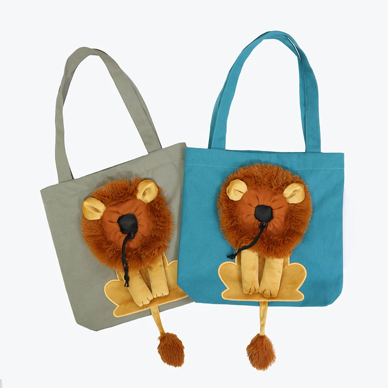 Sac à bandoulière en forme de Lion, transporteurs à côtés souples, sac en toile pour animaux de compagnie exposés pour chats et chiens, petit sac de transport pour animaux de compagnie respirant