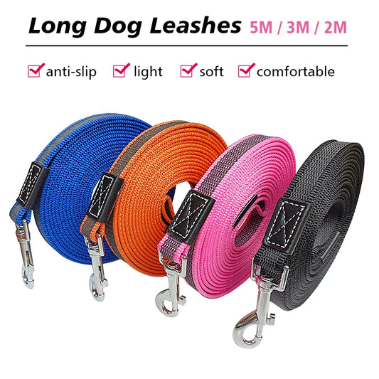 Laisse longue antidérapante pour chien, 5M 3M 2M, petite et grande laisse d'entraînement pour animaux de compagnie, 5 3 2 mètres, sangle en corde de plomb légère pour chiot, accessoires noirs