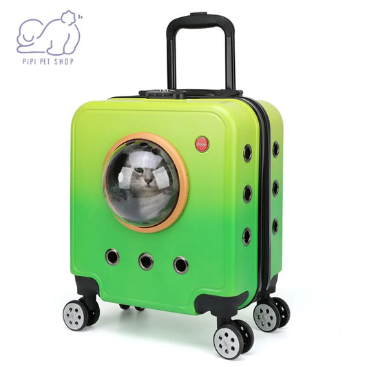 Carro para perros y gatos, Maleta de transporte, equipaje con ruedas, transportador transpirable, bolso de viaje, caja de burbujas portátil para salida