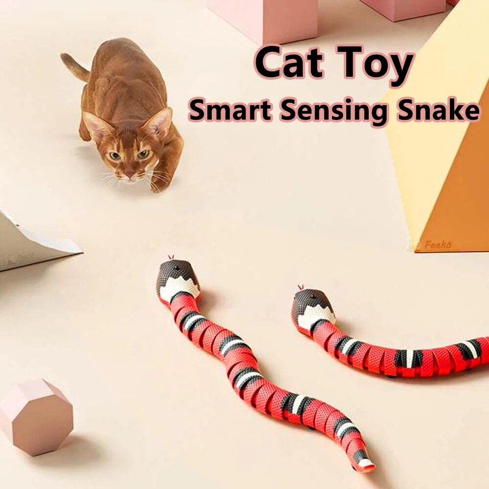 Juguete eléctrico inteligente interactivo para gatos y serpientes con sensor, juguetes interactivos automáticos para gatitos y mascotas, divertido juego de inducción, juguete para gatos serpiente complicado