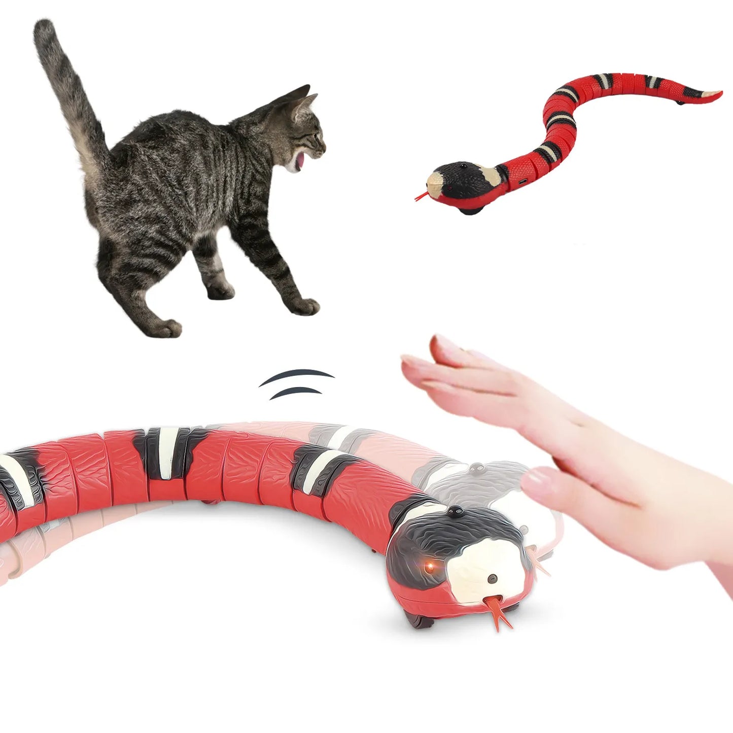 Juguetes interactivos para gatos con detección inteligente, juguete electrónico automático de serpiente para gatos, juguetes recargables por USB para gatos, perros y mascotas