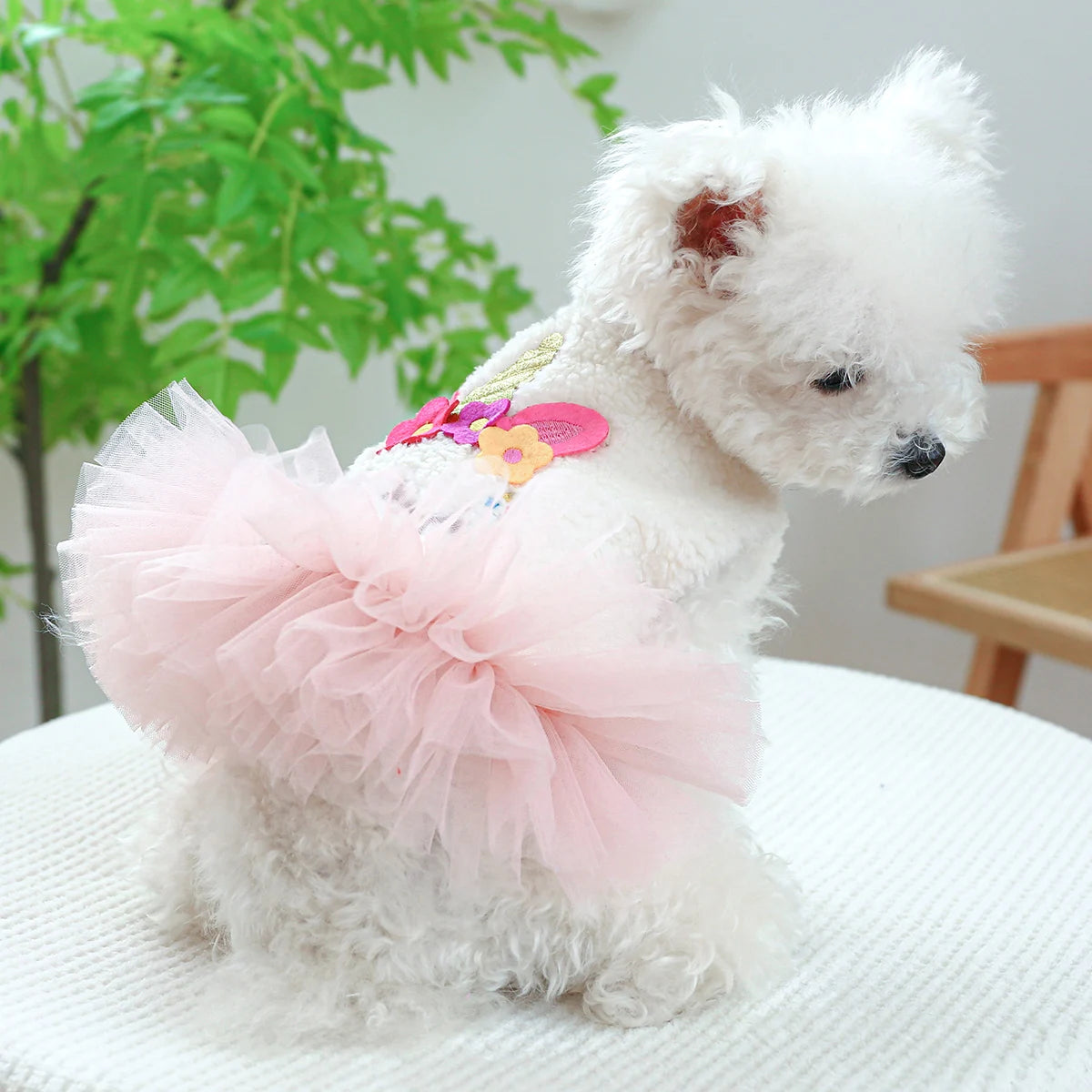 Ropa para mascotas, vestido de hilo de princesa unicornio blanco grueso con hebilla de cordón para perros pequeños y medianos, Otoño/Invierno, 1 ud.