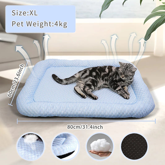 Cama de enfriamiento para mascotas, estera de enfriamiento para mascotas, cama lavable para mascotas de espuma viscoelástica, estera para mascotas para todas las estaciones, cama para gatos, cama para perros transpirable, estera antideslizante