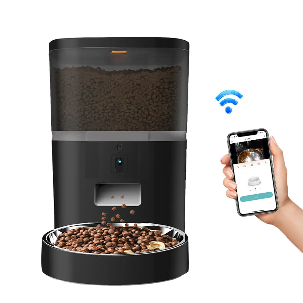 4L Timing Feeder APP Smart Pet Feeder Distributeur automatique de nourriture pour chien avec caméra adapté aux petits chats et chiens Bol d'alimentation à distance