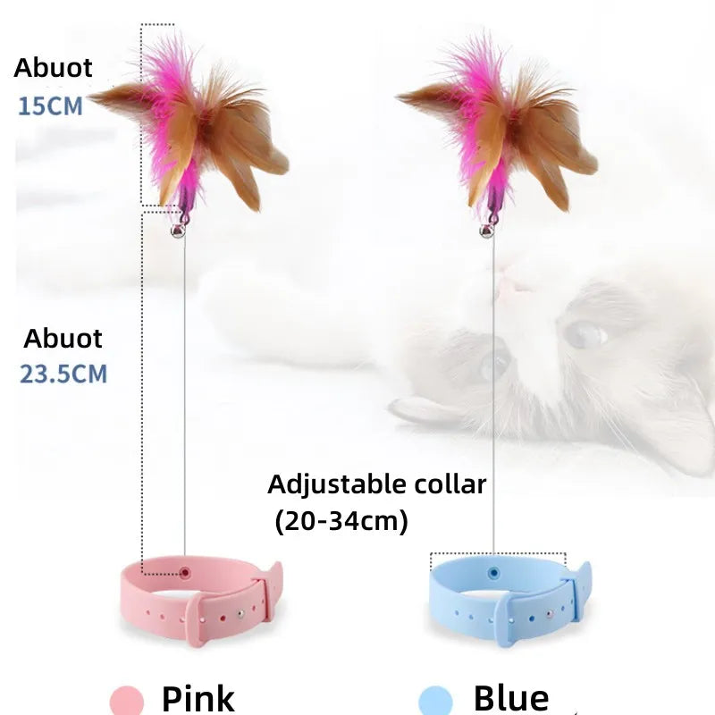 Juguetes interactivos para gatos, divertido palo de Teaser de plumas con campana, Collar para mascotas, varita de juguete para gatitos, juguetes de entrenamiento para suministros para gatos