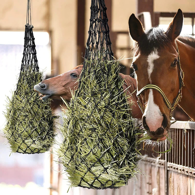 Red de heno, productos duraderos para el cuidado de caballos, red de heno con agujeros pequeños, equipo de red de heno, alimentador de heno de alimentación lenta, bolsas de red para caballos