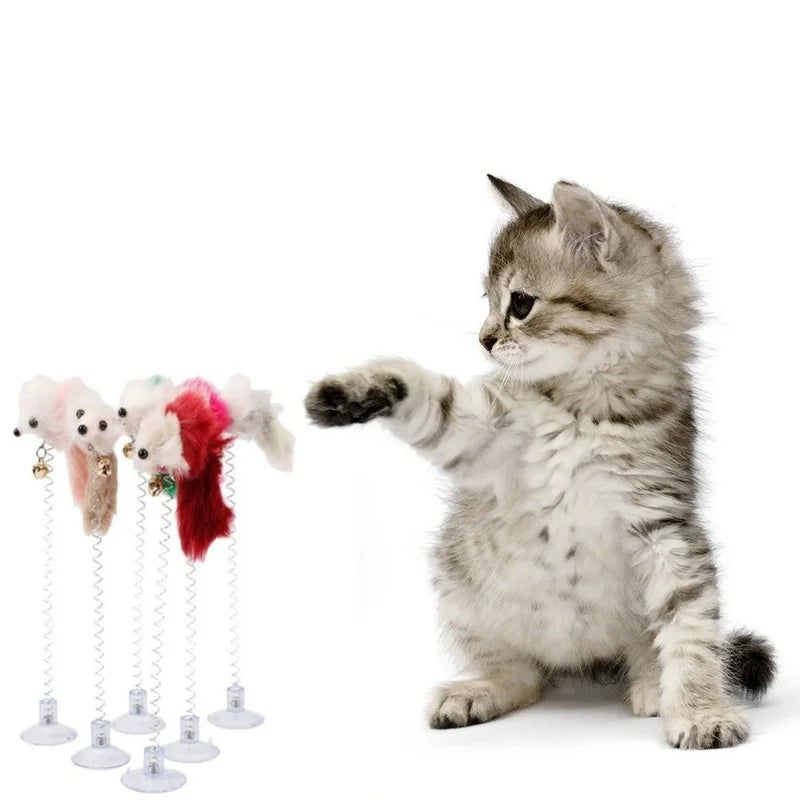 Juguete para gatos de dibujos animados, varilla con plumas, ratón de juguete con Mini campana, atrapasueños para gatos, juguete interactivo para gatos, gatitos, игрушки для кошек