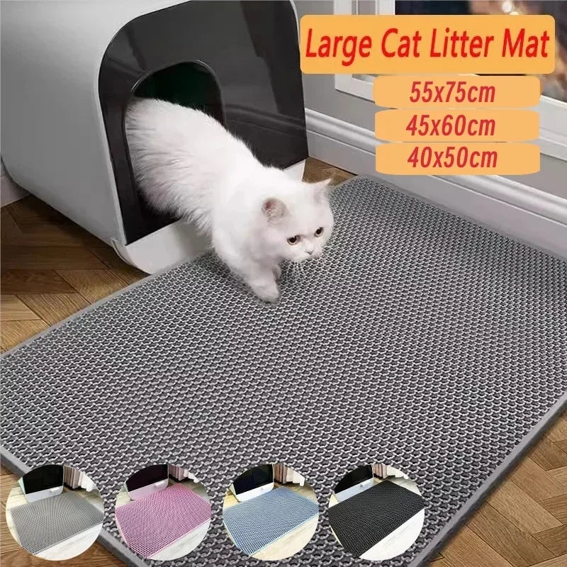 Estera para residuos de gatos, inodoro para mascotas, impermeable, doble capa, caja de arena para mascotas, estera antideslizante, arena, estera lavable para gatos, almohadilla de limpieza, suministros para limpieza de mascotas