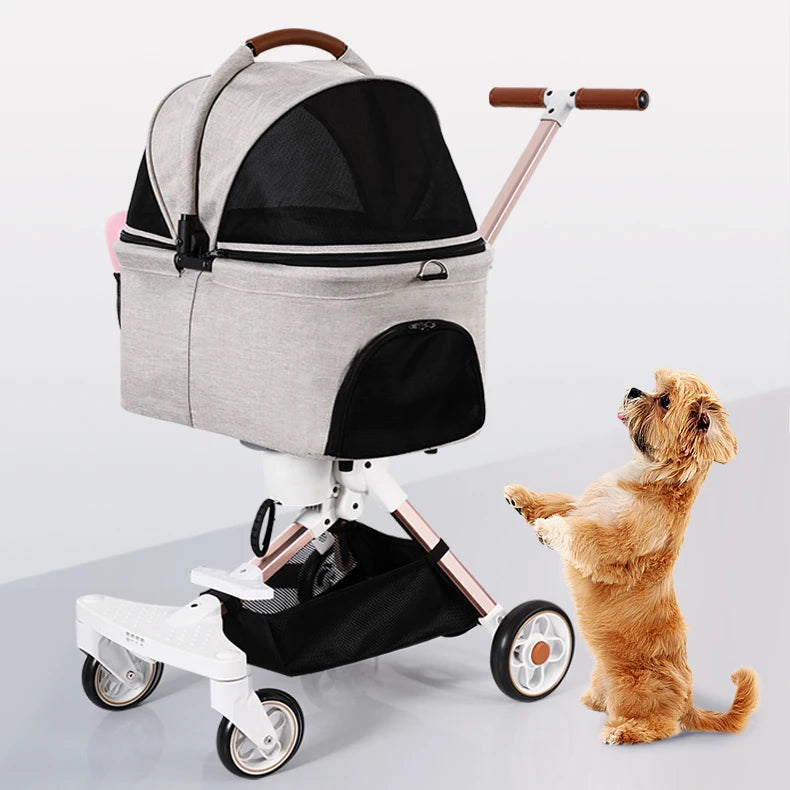 Sac à dos de luxe pour animaux de compagnie, poussette pour chat, chien, 4 roues, voyage en plein air, vente en gros