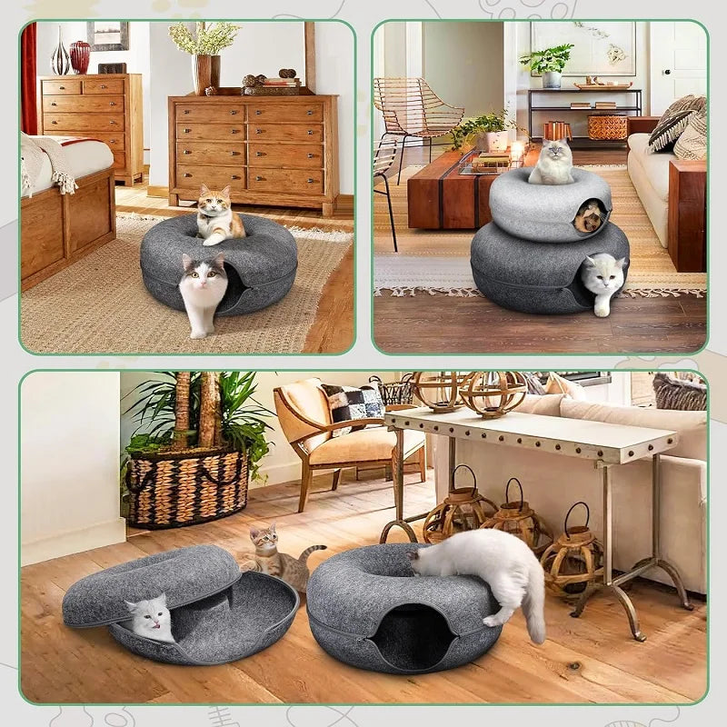 Lit pour chat, Donut, Tunnel pour animal de compagnie, jeu interactif, jouet, lit pour chat, jouets d'intérieur, maison pour chaton, jouet d'entraînement, équipement de sport