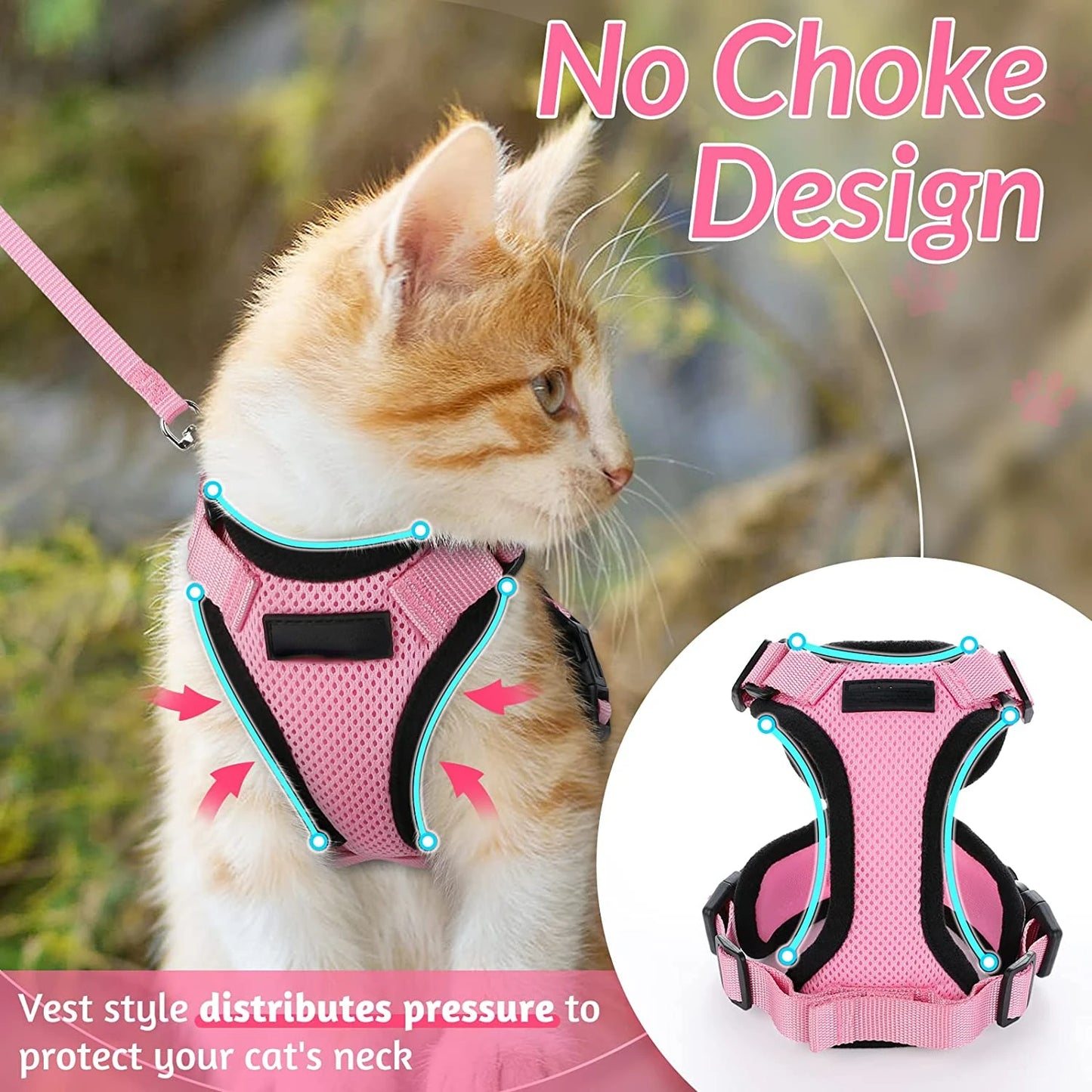 YOKEE – ensemble harnais et laisse en maille souple pour petit chat, gilet réglable anti-fuite pour chaton de compagnie, contrôle facile, réfléchissant, chiot, chien