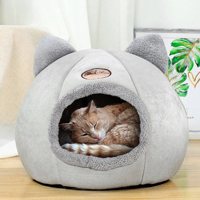 Casa redonda para gatos de felpa suave de 40x40cm, colchón para mascotas, cojín cálido y cómodo, tienda para dormir para perros y gatos pequeños, suministros para mascotas