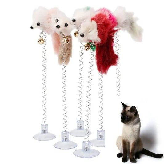 Juguete para gatos de dibujos animados, varilla con plumas, ratón de juguete con Mini campana, atrapasueños para gatos, juguete interactivo para gatos, gatitos, игрушки для кошек