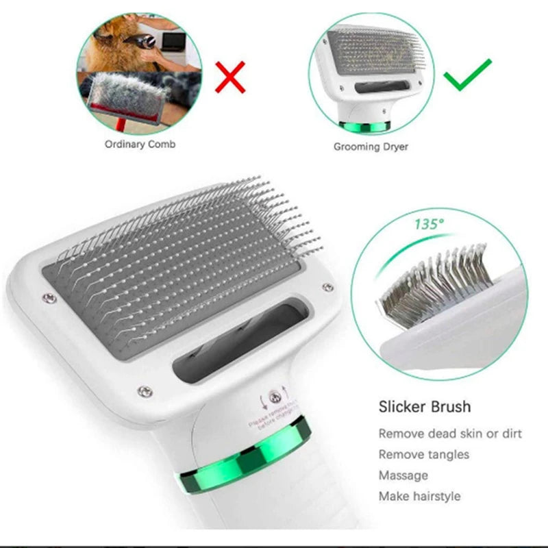 Secador de pelo para perros y gatos, cepillo alisador para baño, secador de pelo profesional 2 en 1, peine de aseo para cachorros y gatos, accesorios para soplador de perros