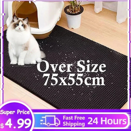 Waterproof Pet Cat Litter Mat Double Layer Pet Litter Box Mat Non-slip Sand Cat Pad Washable Bed Mat Clean Pad Products