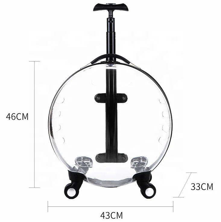Nuevo carrito de viaje transparente para mascotas, bolsa transportadora para cachorros, perros y gatos, con ruedas, bolso con carrito para gatos