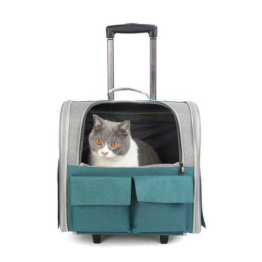 Bolsa de transporte para perros, bolsas de viaje para cachorros, cubierta de carrito plegable de 2 ruedas, Gato transpirable, equipaje para cochecito de perro