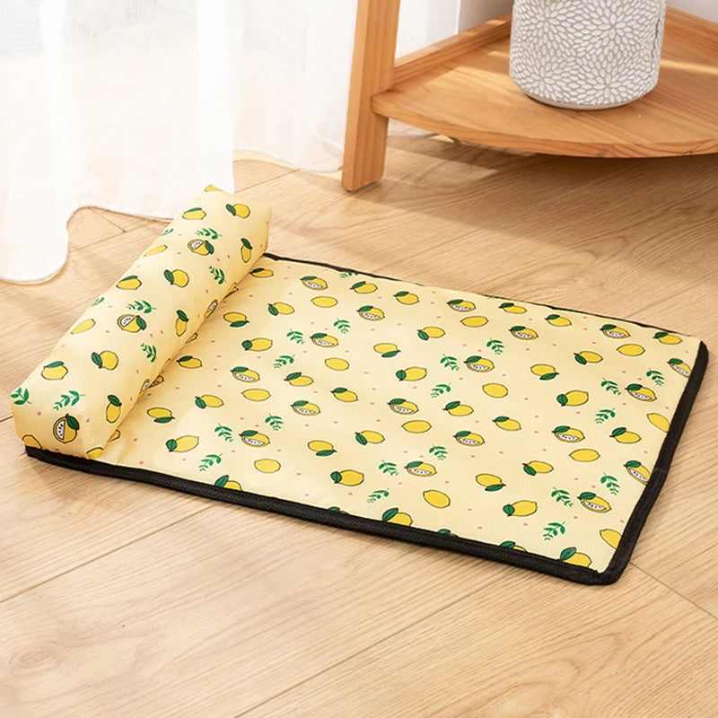 Pet Pillow Cooling Mat Cat Bed Dog House Pad Summer Dogs Cats Ice Silk Cooling Blanket Cushion Pet Sofa Kitten Puppy Supplies