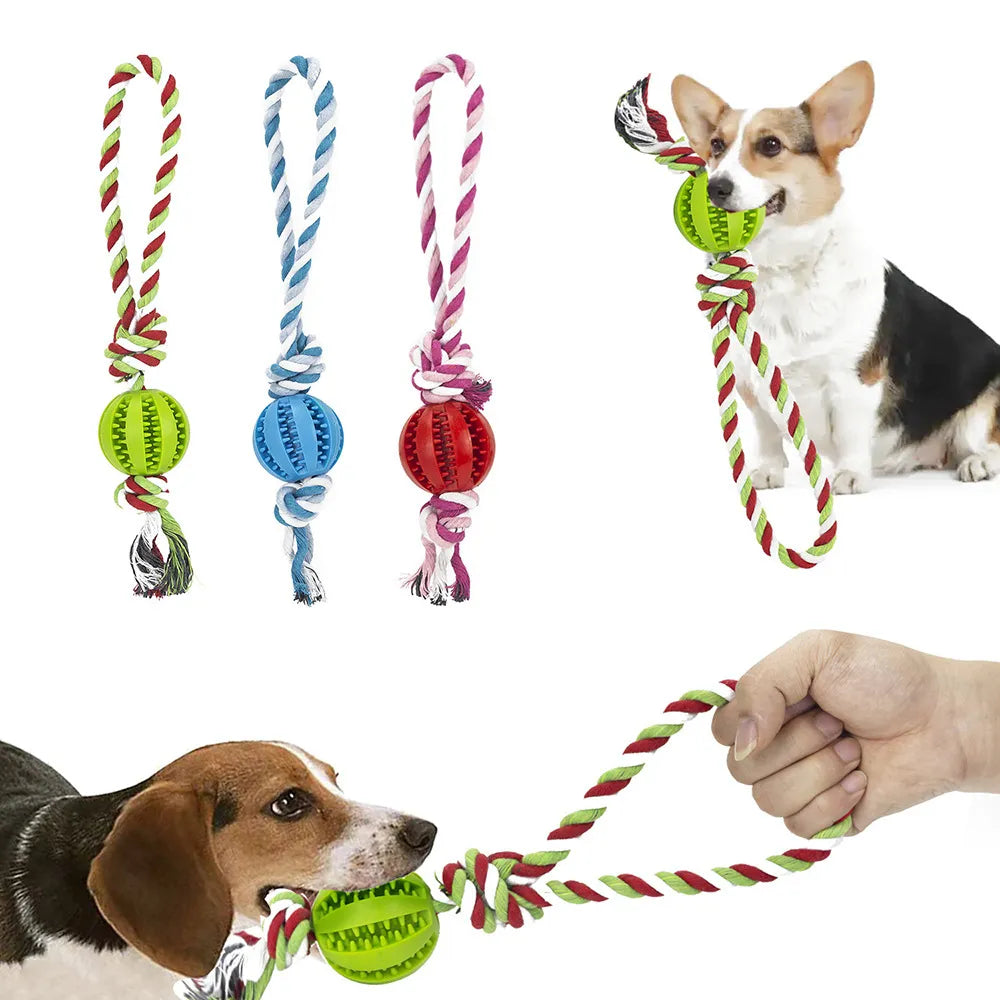 Juguetes para perros, bolas interactivas de cuerda de cáñamo, bolas de goma con fugas para perros pequeños, juguetes resistentes a mordeduras, Limpieza de dientes para mascotas