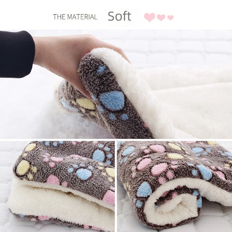 Ultra Soft Plush Cat Bed Mat with Cute Prints Reversible Fleece Dog Crate Kennel Pad Cozy Washable Thickened  for Kitten Puppy