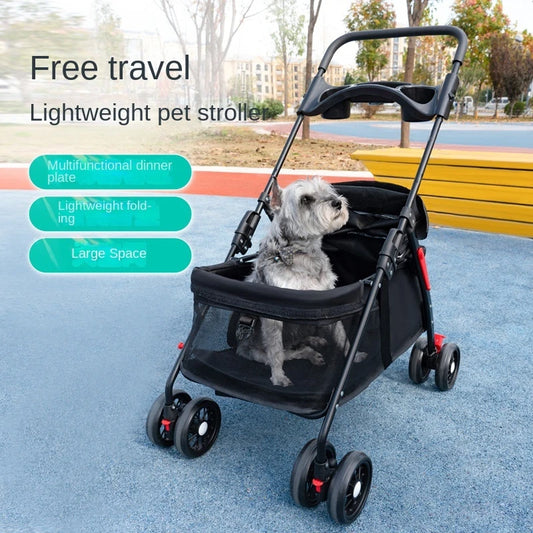 Bolsa transportadora Universal para perros y gatos, cesta para perros con visión grande, polea, cochecito para mascotas, jaula plegable ligera para perros, Universal