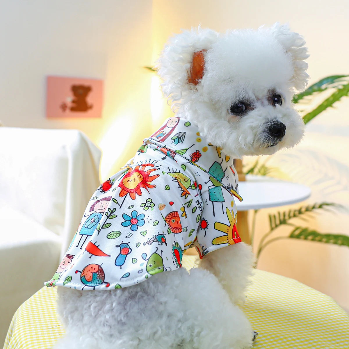 1PC Pet Apparel Dog Cat Spring Autumn Summer Thin Color Bubble Shirt Orange Pajamas With Drawstring Buckle For Small Medium Dogs