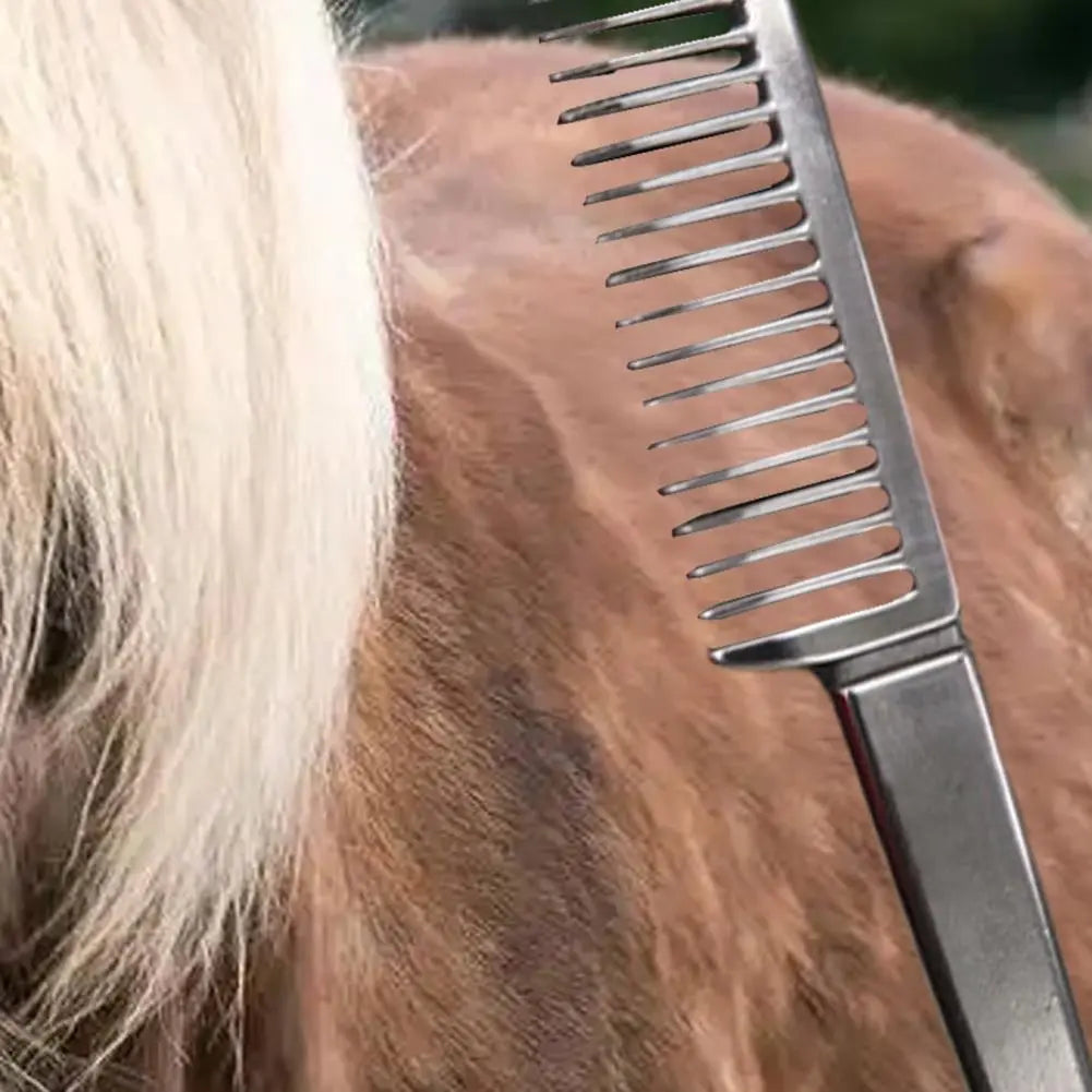 2Pcs Animals Comb Thickened Tooth Durable Grooming Metal Horse Comb Mane Tail Pulling Comb Horse Cleaning Tool Animals Supplies