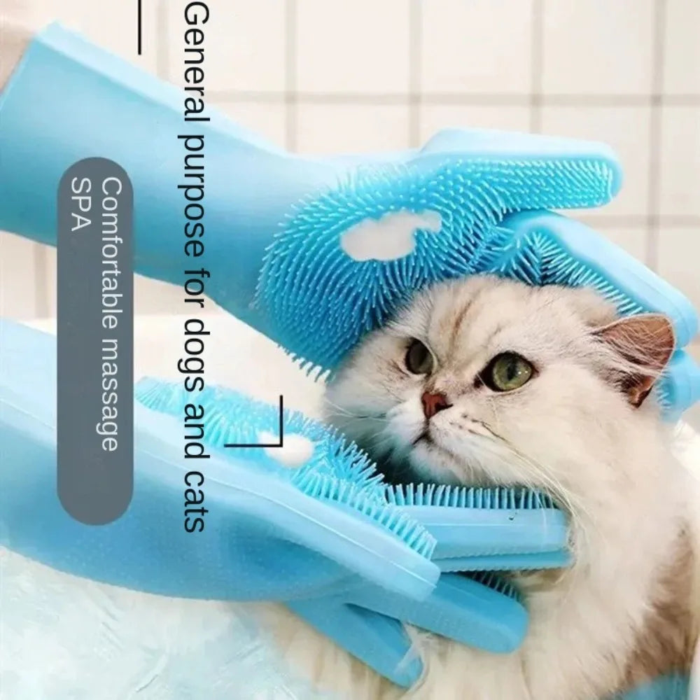 Cepillo de baño para perros y gatos, guantes de masaje, peine de goma suave, accesorios para mascotas, proveedores de Herramientas de limpieza de ducha para gatos