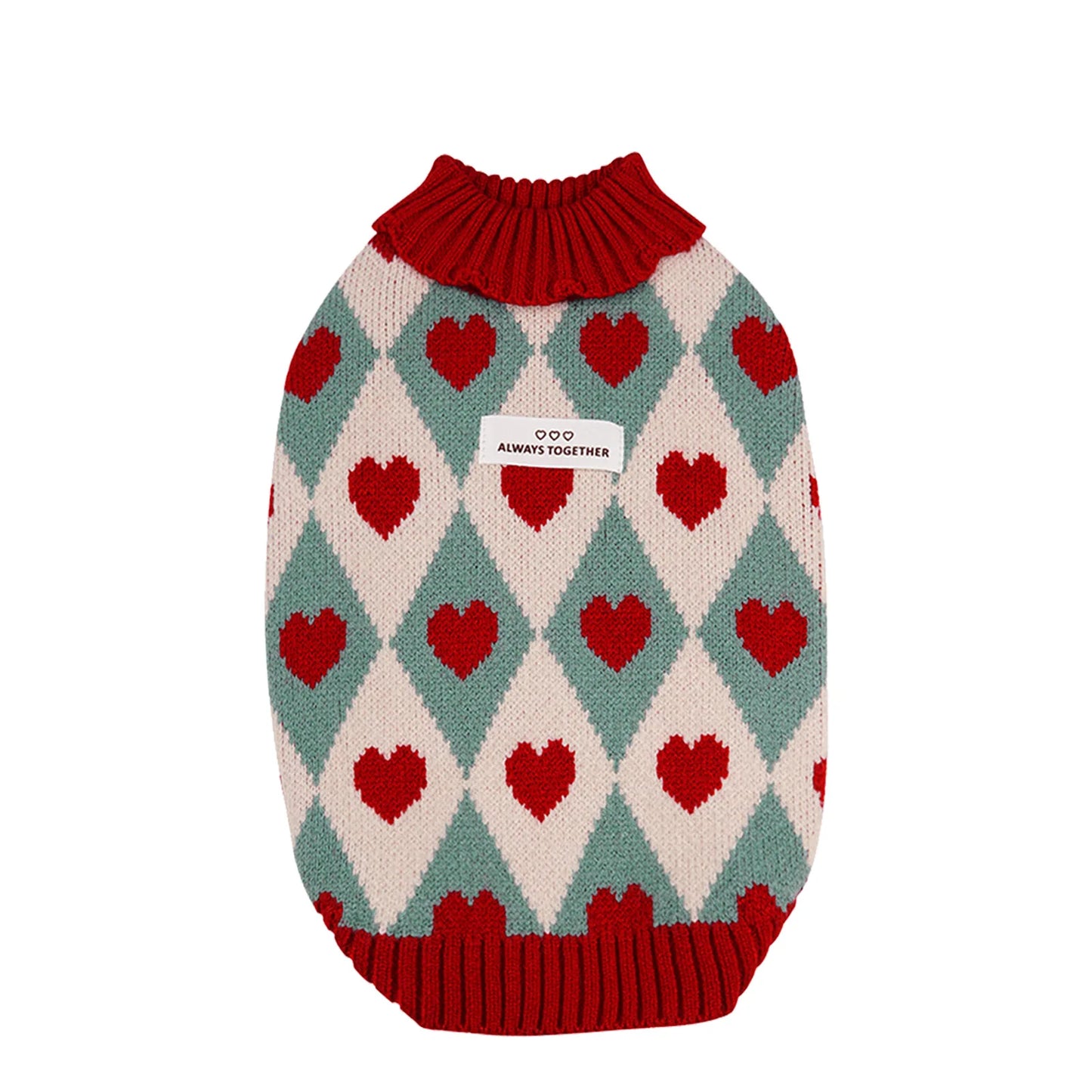 Sweater for Dog Winter Warm Small Dog Clothes Cute Diamond Heart Pattern Knitted Puppy Sweaters Turtleneck Chihuahua Yorkie Coat Fashion Style