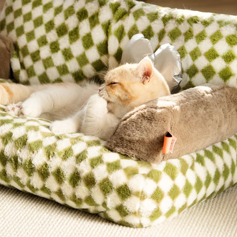 Canapé-lit doux pour chat et petit chien, amovible et lavable, nid pour chaton, niche en peluche, panier de lit chaud pour chiot, fournitures pour animaux de compagnie