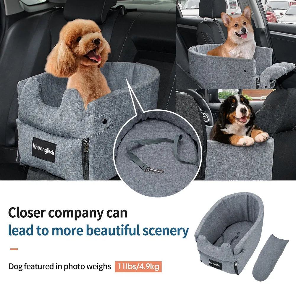 Portable Dog Car Seat Central Control Nonslip Pet Carriers Safe Armrest Box Booster Kennel Tote Cage For Puppy Dog Cat Travel Bag