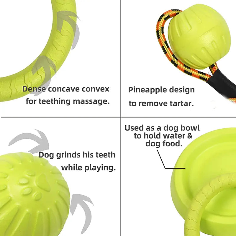 Discos voladores para mascotas, anillo de entrenamiento, extractor, juguetes para perros grandes, resistente a mordeduras, pelota para masticar, juguete flotante para cachorros, suministro interactivo