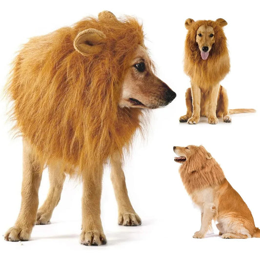 Vêtements de Cosplay pour chiens de compagnie, crinière de Lion pour chiens, Costumes réalistes, perruque de Lion pour chiens moyens à grands, avec oreilles, accessoires pour animaux de compagnie