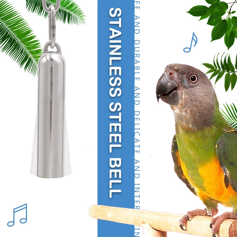 Squirrel Bells Standing Rest Rack Stainless Steel Parrot Bird Chewing Bell Pet Supplies Parrot Cage Toy Accessories