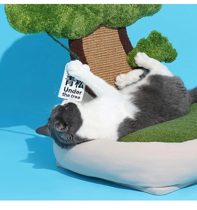 Nido para gatos, sofás cama multifuncionales para mascotas con almohadillas para rascar, trinquete de molienda para gatos, casa para dormir con juguetes interactivos de menta para gatos