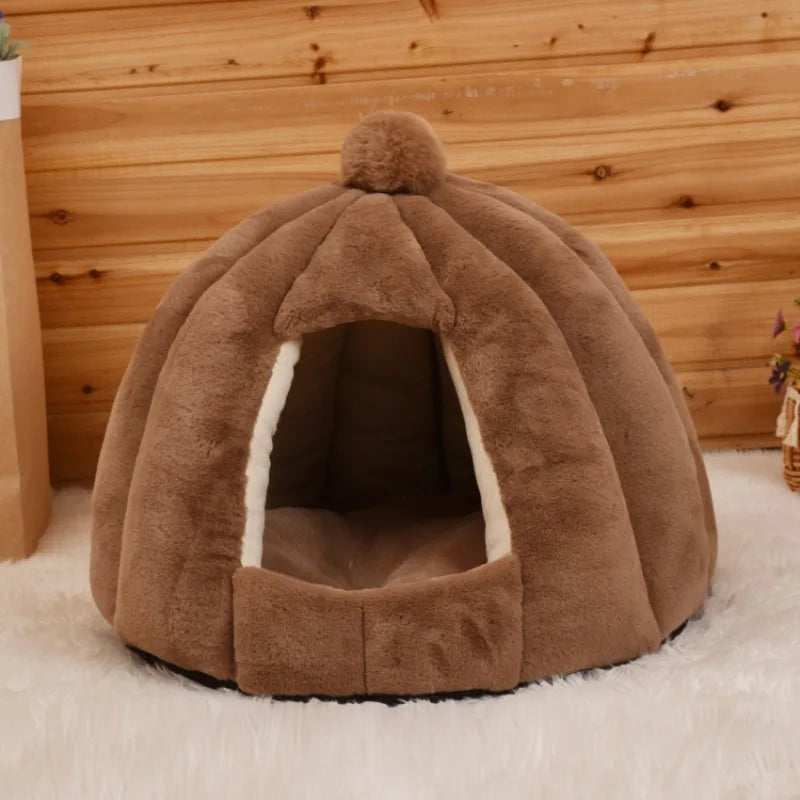 Lit chaud et confortable pour chat, lit d'hiver pour chats, maison pour chien, canapé pour animaux de compagnie, petit tapis confortable, grotte profonde, nid d'intérieur pour animaux de compagnie