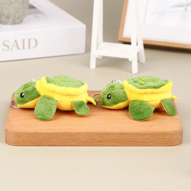 Nuevo 1 unidad de muñeco de tortuga bonito de 10CM, muñeco de peluche de dibujos animados, llavero de juguete de peluche suave, colgante de bolso, regalo para niños