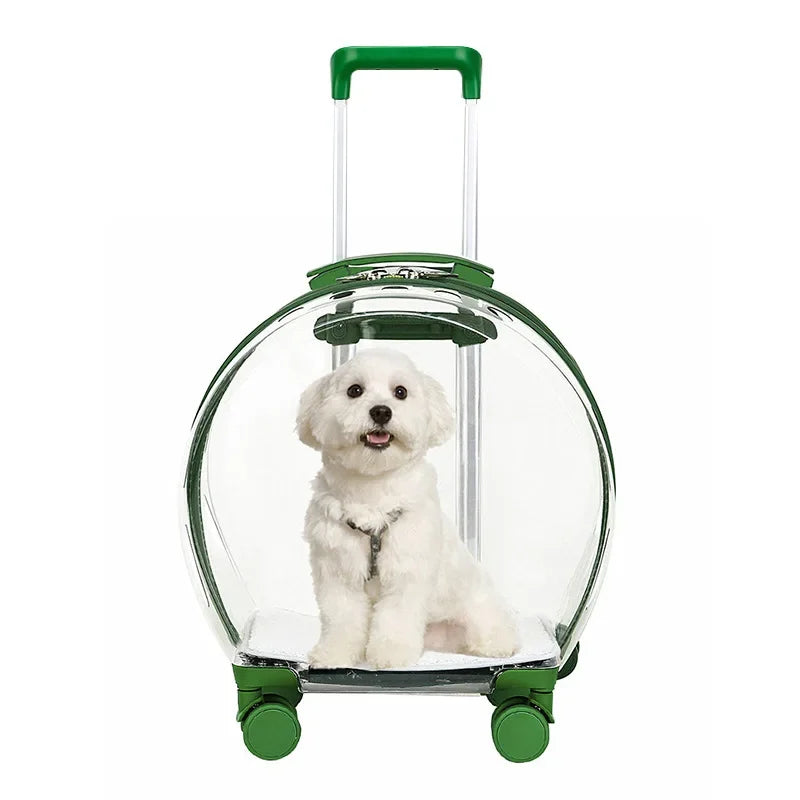 Maleta con carrito, bolsa de transporte transparente para mascotas, transportadores para gatos, transporte y cochecitos, jaula para gatos con ruedas, productos para mascotas