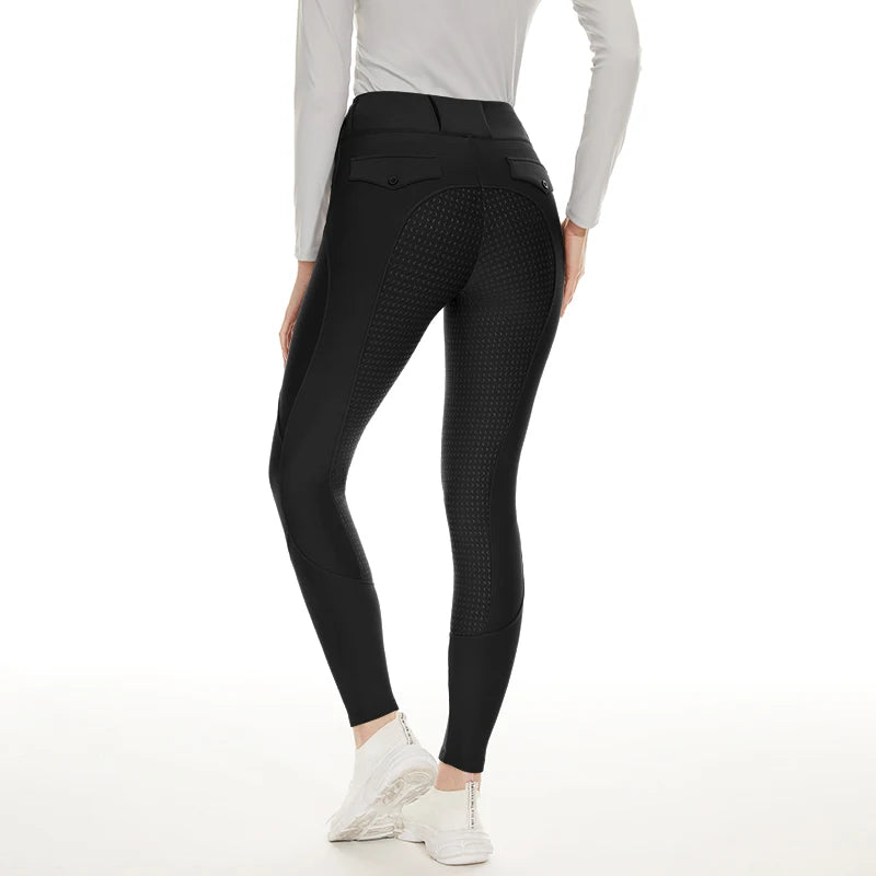 Pantalon d'équitation épais pour femme, avec 2 poches, siège complet, Leggings de cavalier, collants de sport, équipement d'entraînement, culottes, hiver