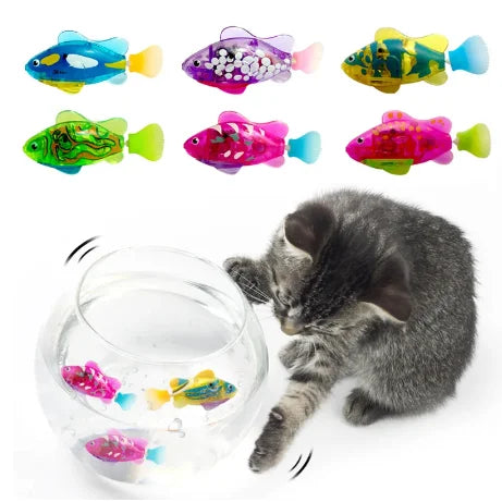 Juguete eléctrico interactivo para gatos, juguete de agua para gatos para juegos en interiores, Robot de natación, pez de juguete para gatos y perros con luz LED, juguetes para mascotas