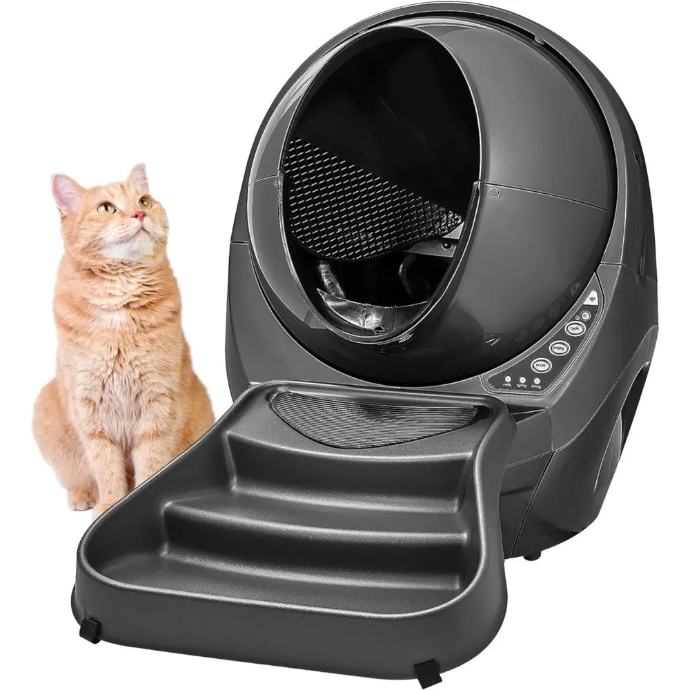 Camas para gatos, caja de arena para gatos autolimpiante automática, ayuda a reducir los olores de la caja de arena, funciona con cualquier arena aglomerante, cuña para gatos