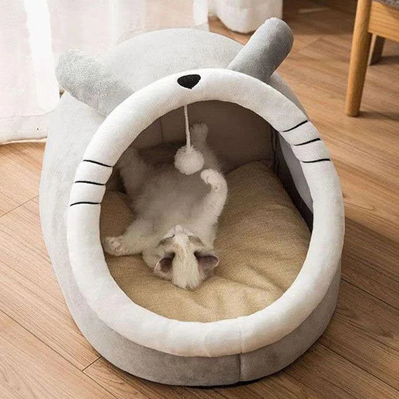 Cama para gatos para dormir profundo, cama para mascotas de dibujos animados, plegable, extraíble y lavable, cama para dormir para mascotas, bolsa para esterilla para perros pequeños, cama para gatos cueva