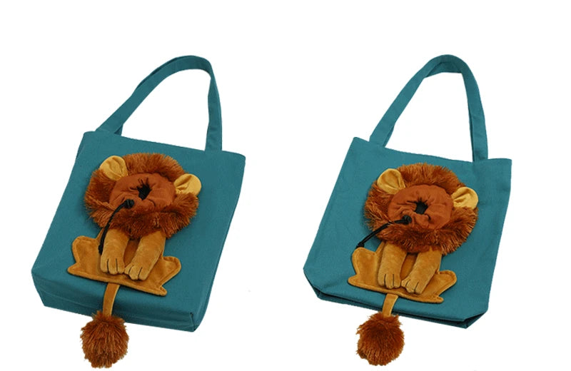 Sac à bandoulière en forme de Lion, transporteurs à côtés souples, sac en toile pour animaux de compagnie exposés pour chats et chiens, petit sac de transport pour animaux de compagnie respirant