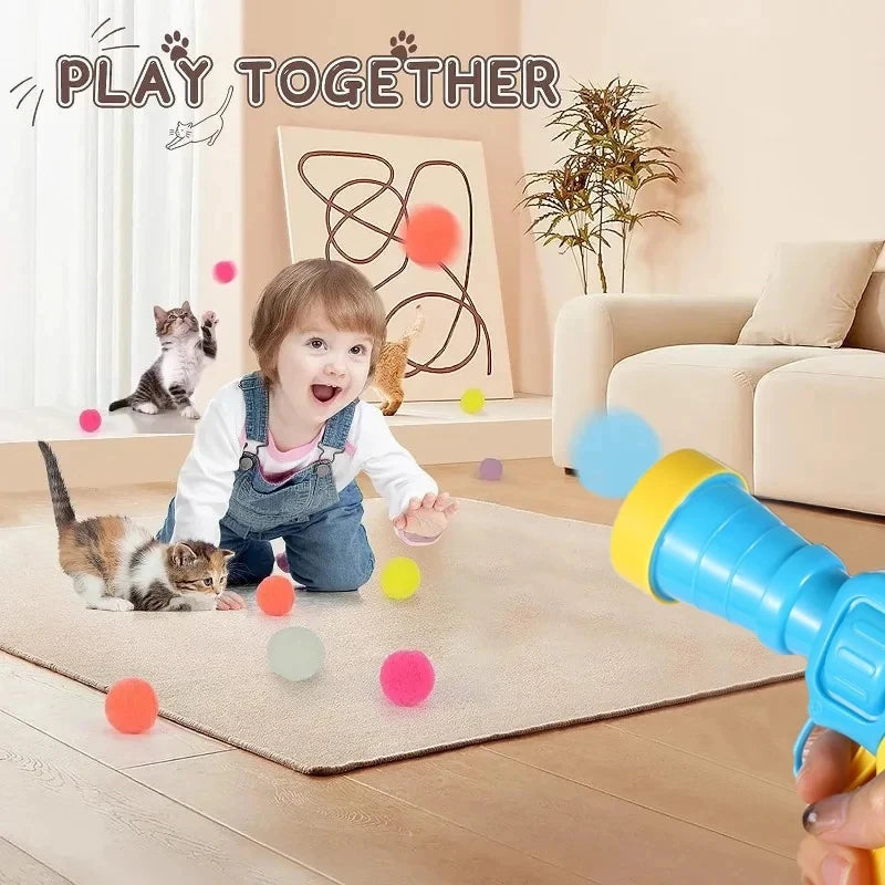 Jouets interactifs pour chats, jouet d'entraînement au lancement pour chaton, Mini pistolet de tir créatif, jouets en peluche extensible, fournitures pour animaux de compagnie