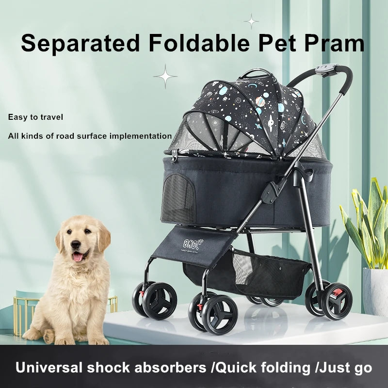 Toy Dog Stroller Lightweight Dog Carrier Trolley Jogging Pet Travel Outdoors Dog Best Travel System Strollers Portable