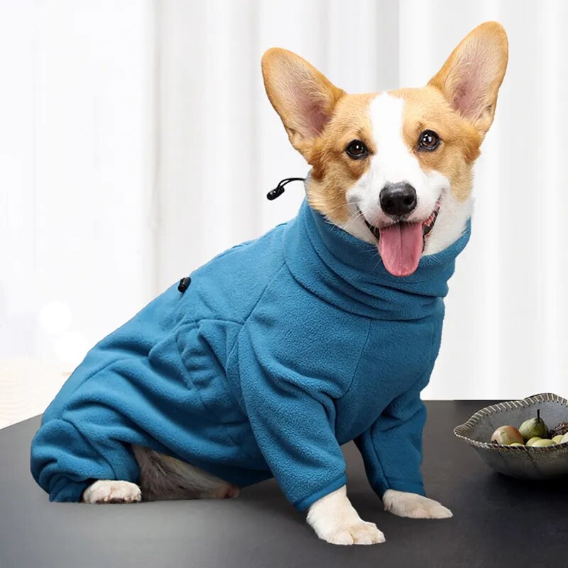 Sudaderas con capucha de invierno para mascotas, ropa de lana para perros, abrigo grueso y cálido para perros pequeños, medianos y grandes, monos ajustables para hombre/mujer para estilo de moda Corgi