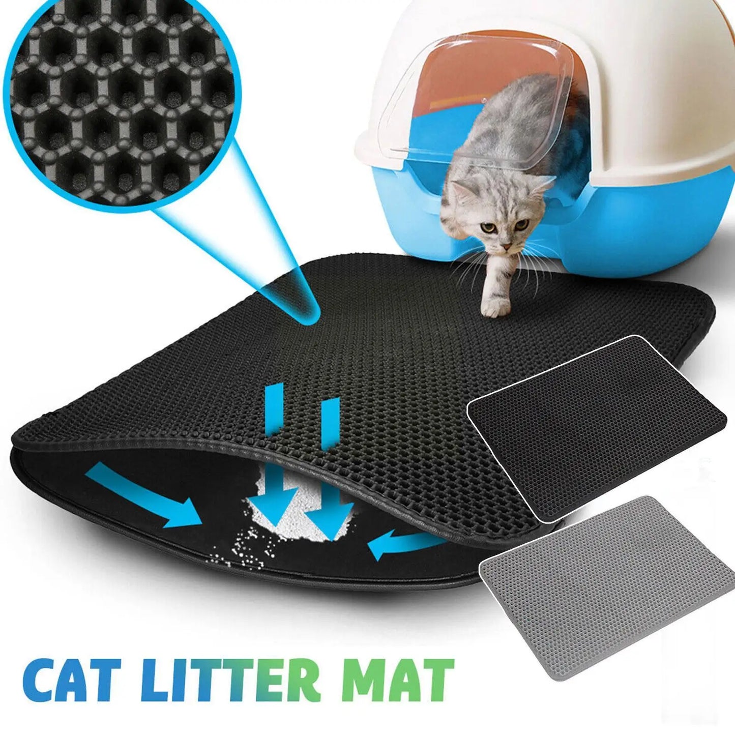 Estera para residuos de gato, almohadillas de arena antideslizantes de doble capa, estera impermeable antideslizante, accesorios para arena, estera para mascotas, limpieza de cama U4n4