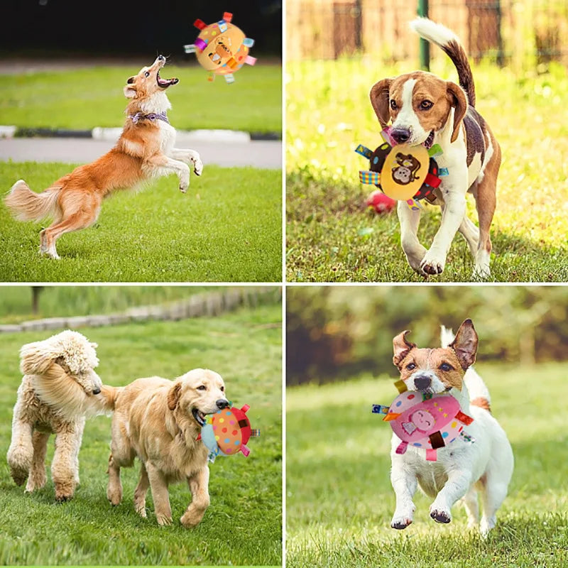 1pc Interactive Ball Dog Toy Plush Dog Toys Soccer Ball with Straps Dog Training Toy Dog Balls for Small & Medium Dog